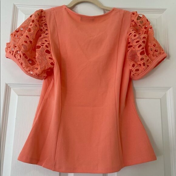 Coral knit sleeves top Shirt Blouse - Picture 8 of 13